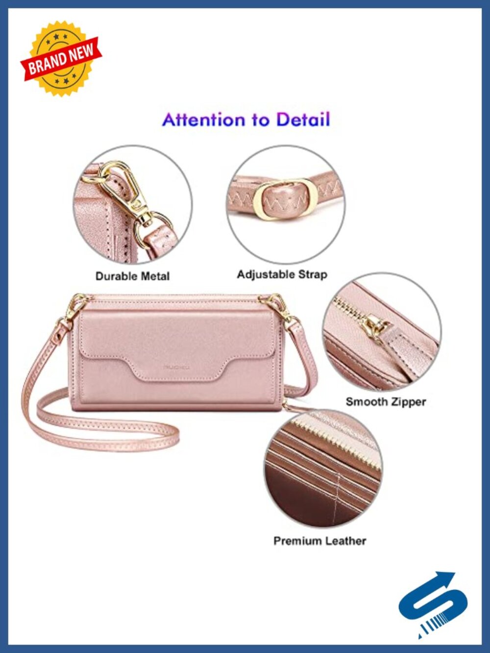 RFID Blocking Wristlet Wallet Crossbody Clutch with Cell Phone Pocket - Picture 5 of 6